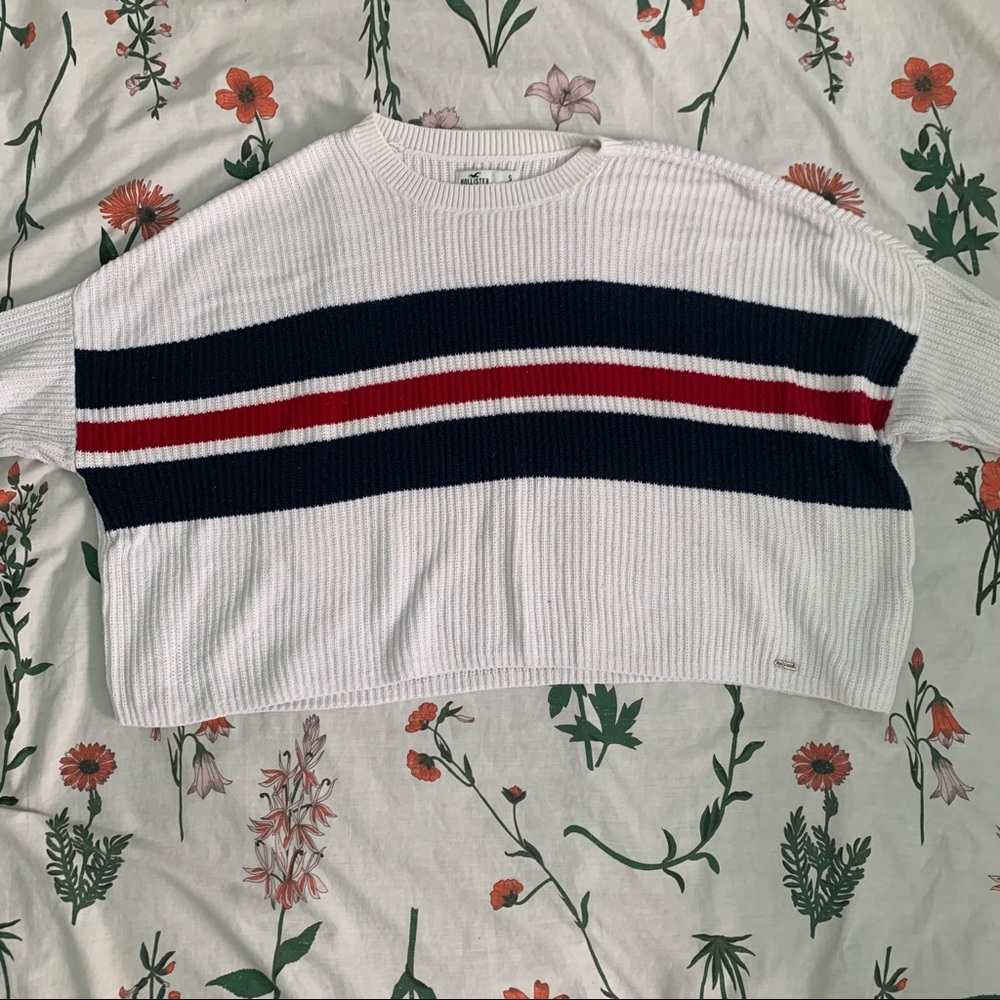 hollister white striped sweater